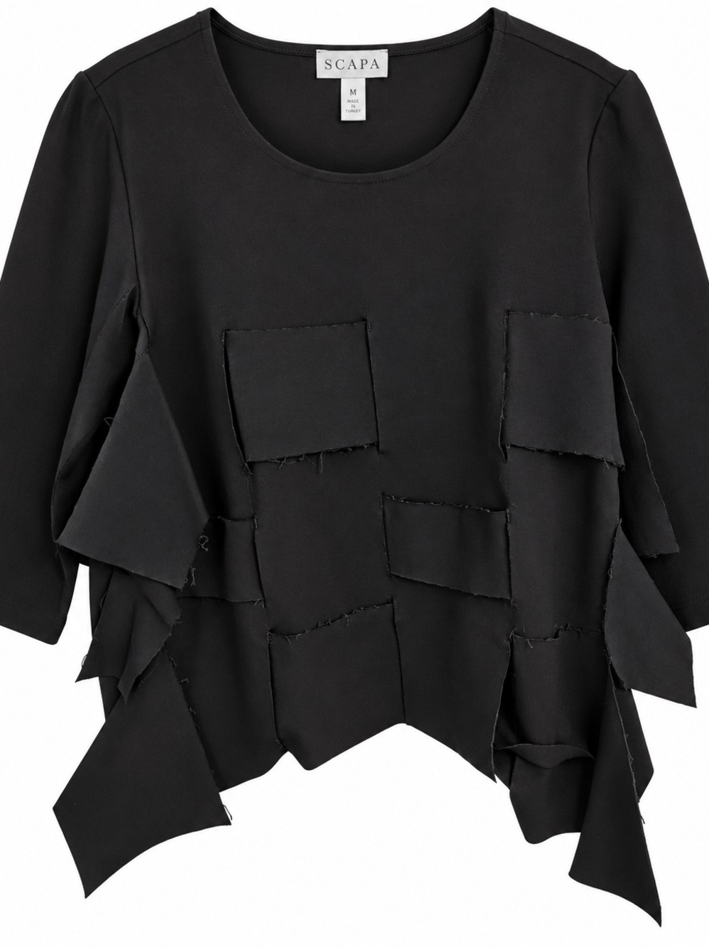 Scapa Black Patchwork Asymmetric "Art-To-Wear Top